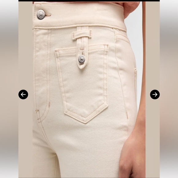 VERONICA BEARD Beverly Patch-Pocket Skinny Flare Jeans in Ecru - Picture 4 of 10